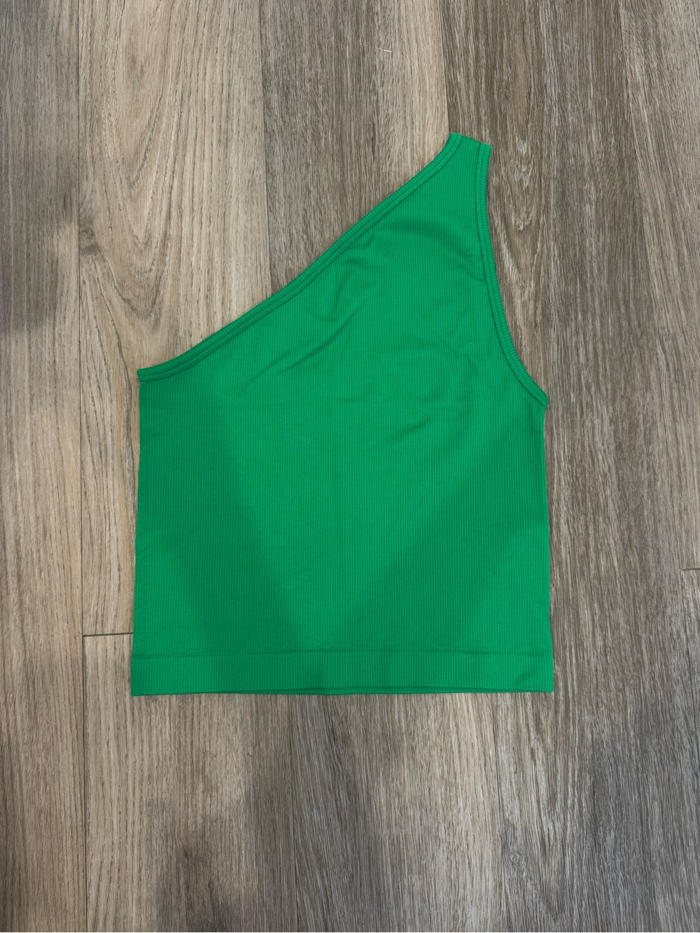 a new day One-Shoulder Bright Green Ribbed Tank